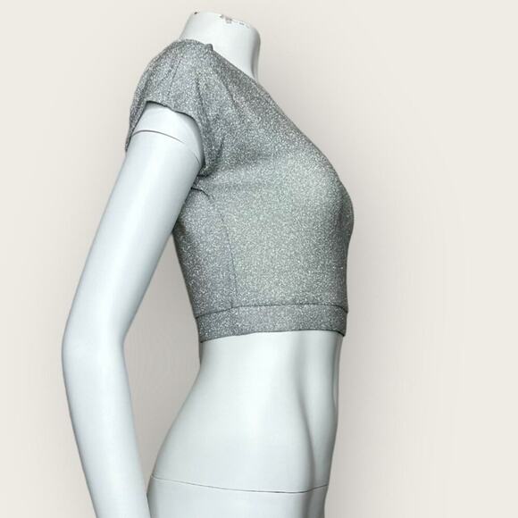 NWT | Good American | Sparkle Crop Top | Silver001 | Size 2/M - Picture 7 of 15